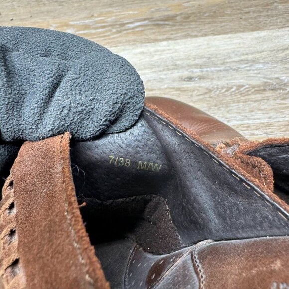 Born Brown Leather and Suede Split Toe Clogs Women's Size 7 - Picture 5 of 6
